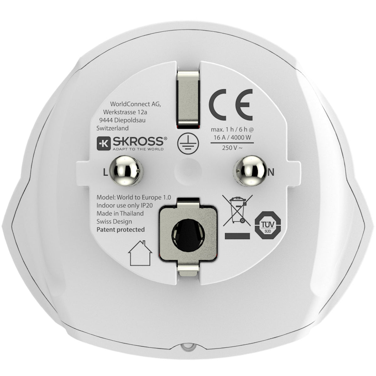 SKROSS - Reseadapter Världen till Europa Jordad Bulk - Travels And Bags