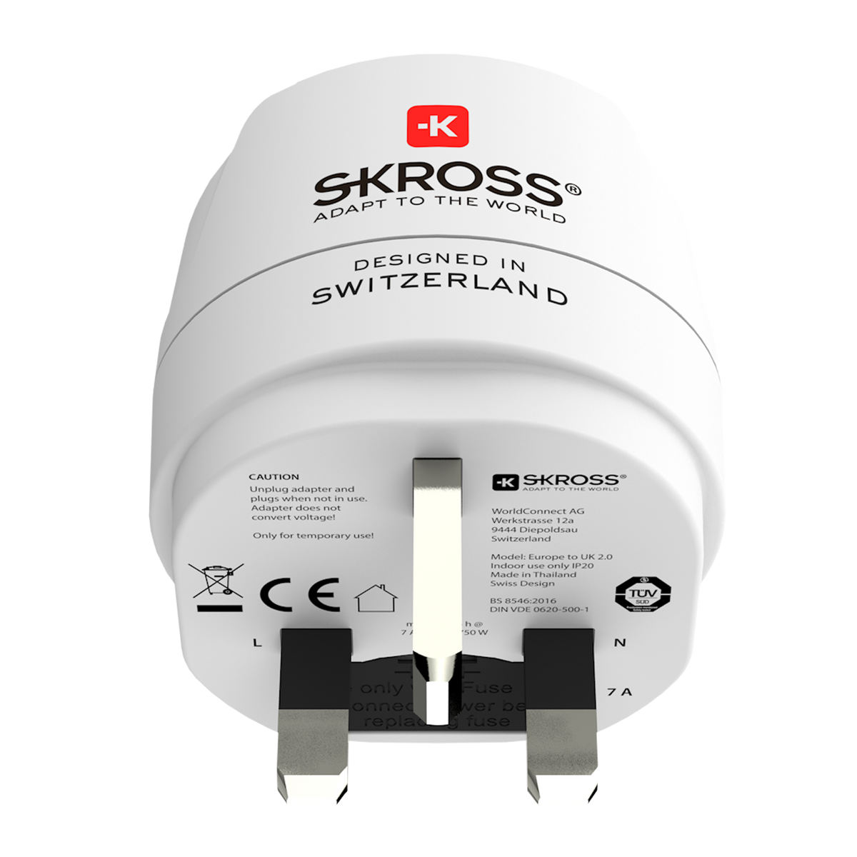 SKROSS - Reseadapter Europa till UK m.fl. Jordad - Travels And Bags