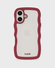 Holdit Telefonskal Wavy iPhone 16 - Röd/Transparent