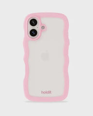 Holdit Telefonskal Wavy iPhone 16 - Rosa/Transparent