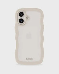 Holdit Telefonskal Wavy iPhone 16 Plus - Beige/Transparent