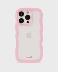 Holdit Telefonskal Wavy iPhone 16 Pro Max - Rosa/Transparent