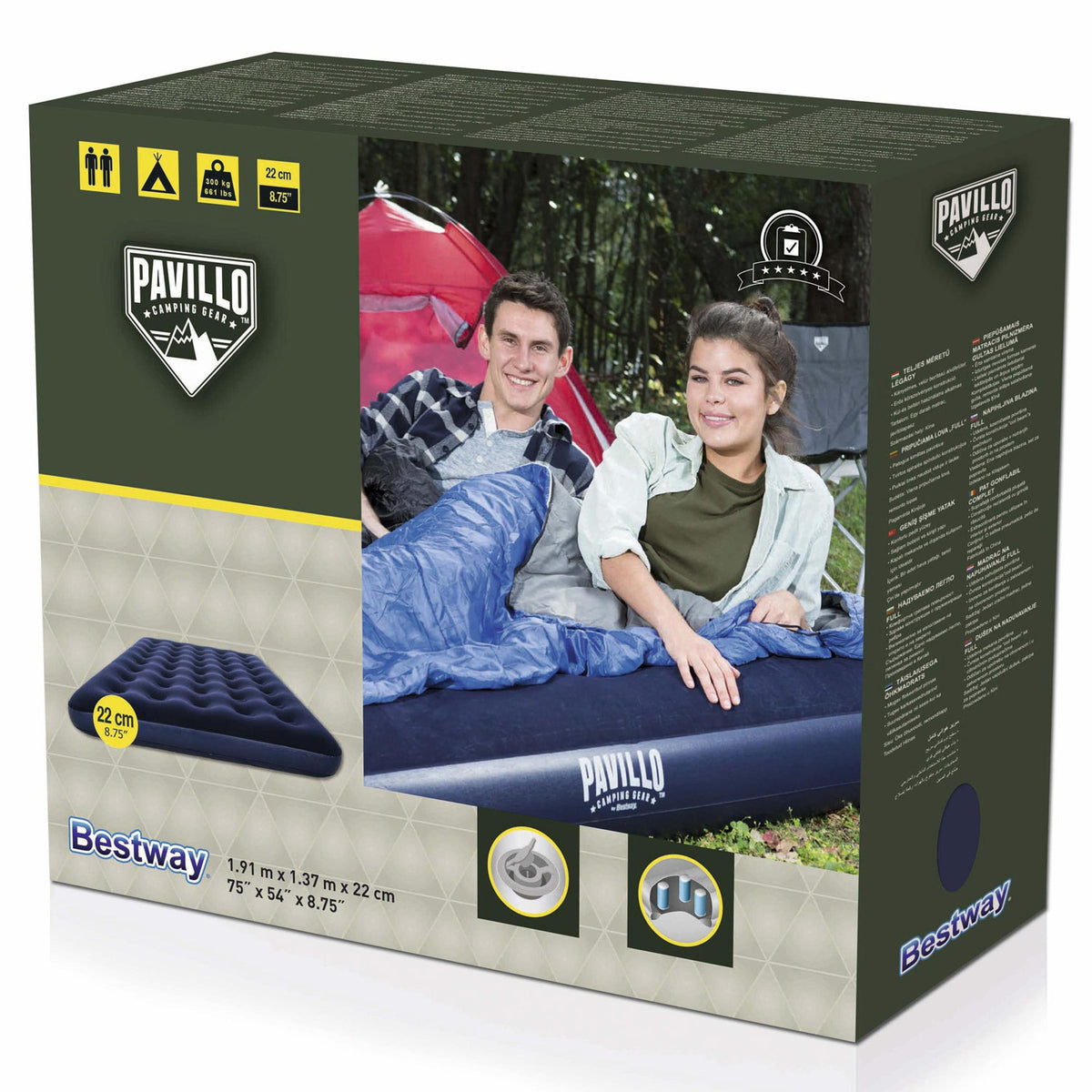 Bestway - Pavillo Luftmadrass 1.91m x 1.37m x 22cm - Travels And Bags