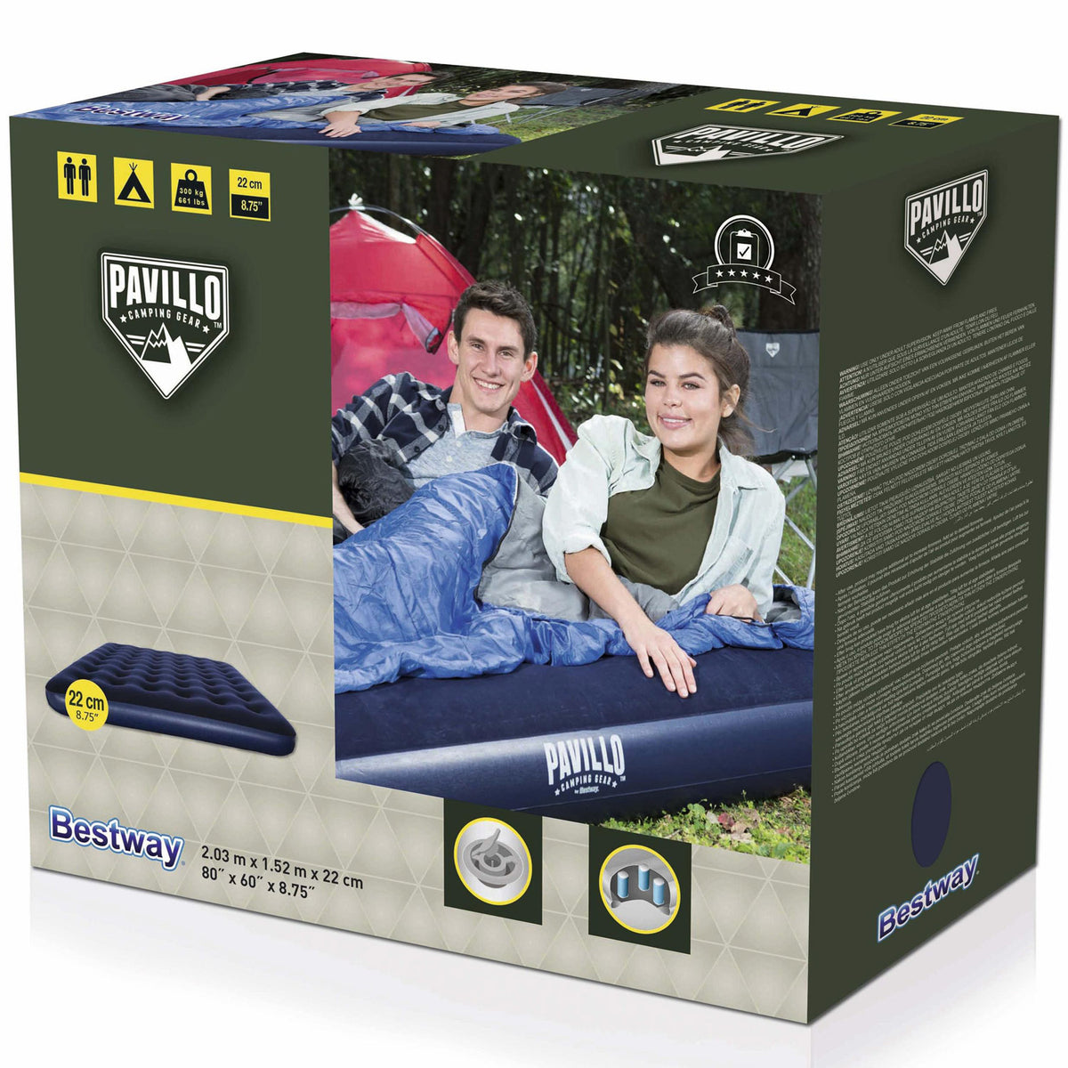 Bestway - Pavillo Luftmadrass 2.03m x 1.52m x 22cm - Travels And Bags