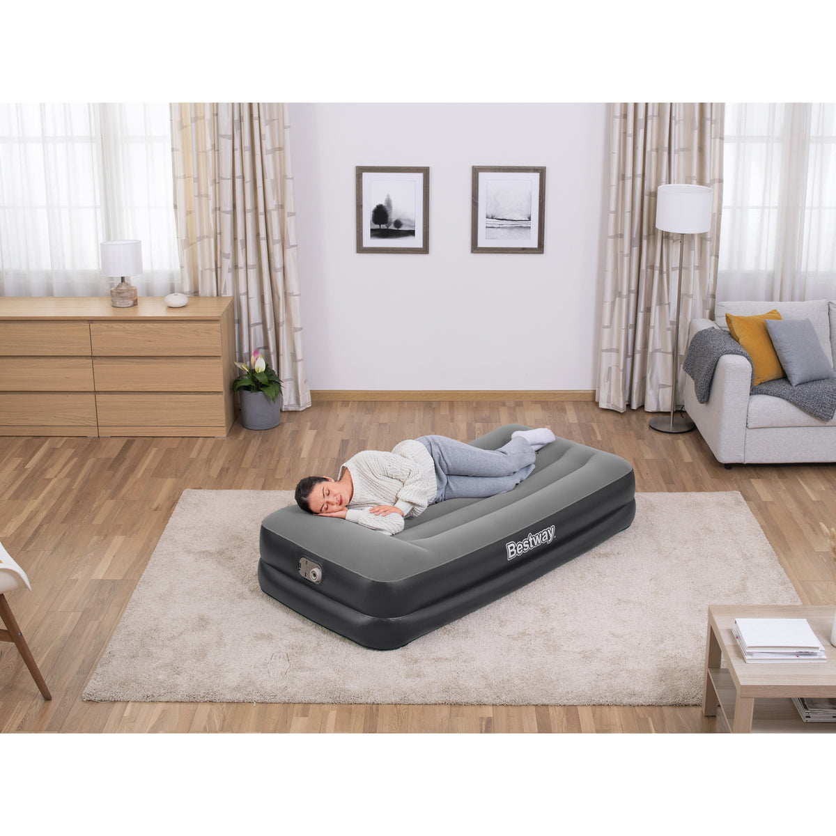 Bestway - Tritech Dubbel luftmadrass med inbyggd ac-pump - Travels And Bags
