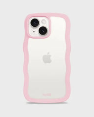 Holdit Telefonskal Wavy iPhone 15/14/13 - Rosa/Transparent