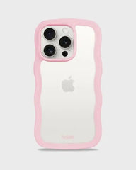 Holdit Telefonskal Wavy iPhone 14 Pro - Rosa/Transparent