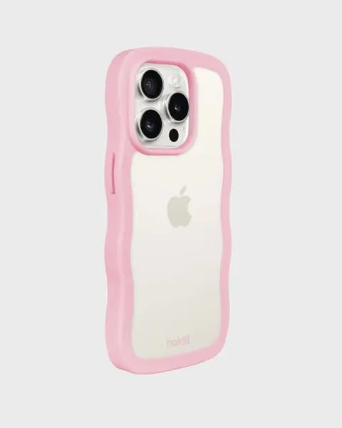 Holdit Telefonskal Wavy iPhone 15 Pro Max - Rosa/Transparent - Travels And Bags